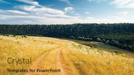  Presentation with nature river - Presentation theme enhanced with gorgeous-view-of-a-blooming background and a gold colored foreground