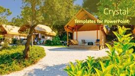  Presentation with glamping - PPT theme consisting of gorgeous-view-of-canvas-glamping background and a tawny brown colored foreground