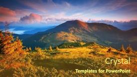  Presentation with awesome - Theme consisting of gorgeous-view-of-mountain-peaks background and a tawny brown colored foreground