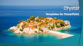  Presentation with destination - Audience pleasing slides consisting of gorgeous-view backdrop and a teal colored foreground