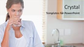  Presentation with child drinking water from glass - Slides featuring gorgeous woman drinking a glass background and a lemonade colored foreground