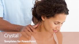  Presentation with bed - PPT layouts enhanced with gorgeous woman enjoying a back massage sitting on her bed at home background and a coral colored foreground