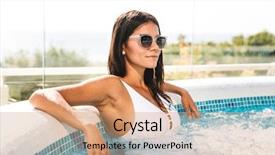  Presentation with zone - Presentation design enhanced with gorgeous woman in white bathing background and a coral colored foreground