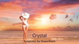  Presentation with sunset at venice beach palm - Amazing slide set having gorgeous woman on the beach backdrop and a  colored foreground