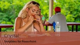  Presentation with safe - Amazing PPT theme having gorgeous-young-blonde-model-enjoys backdrop and a red colored foreground