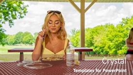  Presentation with safe - Slides consisting of gorgeous-young-blonde-model-enjoys background and a tawny brown colored foreground