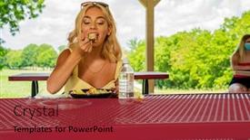  Presentation with safe - PPT theme with gorgeous-young-blonde-model-enjoys background and a red colored foreground