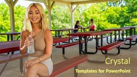  Presentation with safe - Amazing slide set having gorgeous-young-blonde-model-enjoys backdrop and a coral colored foreground