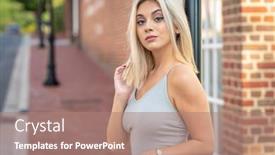  Presentation with outdoors - Slides with gorgeous-young-blonde-model-poses background and a coral colored foreground