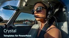  Presentation with aircraft engine - Amazing PPT layouts having gorgeous-young-blonde-model-poses backdrop and a navy blue colored foreground