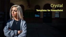  Presentation with train - Presentation consisting of gorgeous-young-blonde-model-poses background and a wine colored foreground