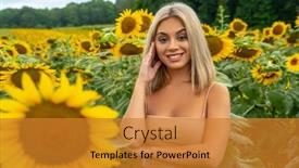  Presentation with sunflowers - Cool new slides with gorgeous-young-blonde-model-poses backdrop and a gold colored foreground