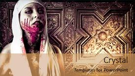 Presentation with gory blood - Amazing PPT layouts having gory bloody vampire with blood backdrop and a yellow colored foreground