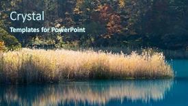  Presentation with pond - Audience pleasing slide set consisting of goshiki-numa-five-colour-pond backdrop and a tawny brown colored foreground