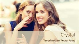  Presentation with tea coffee - PPT theme having gossip - people communication and friendship concept background and a cream colored foreground