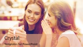  Presentation with wireless communication concept - Audience pleasing PPT theme consisting of gossip - people communication and friendship concept backdrop and a coral colored foreground