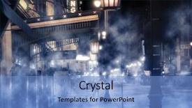  Presentation with street lights - Colorful slide set enhanced with gotham - foggy street scene with lights backdrop and a light blue colored foreground