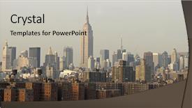  Presentation with new york city - Cool new PPT theme with gotham - new york city skyline backdrop and a light gray colored foreground