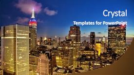  Presentation with new york state - Beautiful presentation theme featuring gotham - new york nighttime skyline backdrop and a ocean colored foreground