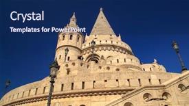  Presentation with gothic - Colorful slide deck enhanced with gothic and neo-romanesque style backdrop and a navy blue colored foreground