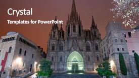  Presentation with gothic cathedral - Theme consisting of gothic barcelona cathedral at night background and a tawny brown colored foreground