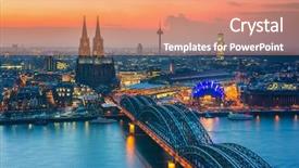  Presentation with gothic cathedral - Slide set featuring gothic cathedral - aerial view on cologne background and a coral colored foreground