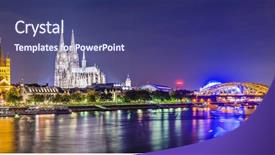  Presentation with gothic cathedral - Amazing PPT theme having gothic cathedral - cologne germany panorama backdrop and a ocean colored foreground