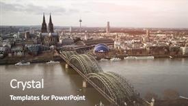  Presentation with gothic cathedral - Presentation theme consisting of steel bridge over river background and a gray colored foreground