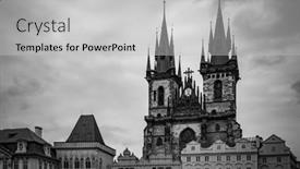  Presentation with prague - Theme having gothic-church-of-our-lady background and a light gray colored foreground