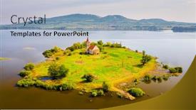  Presentation with czech republic - Theme consisting of gothic-church-of-st-linhart background and a light blue colored foreground