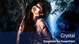  Presentation with zombie - Presentation theme consisting of gothic horror - bloodthirsty zombie standing background and a navy blue colored foreground