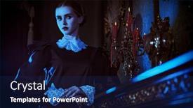  Presentation with novel - Presentation theme featuring gothic-novel-a-serious-brunette background and a navy blue colored foreground