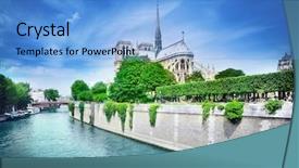  Presentation with notre dame - Amazing presentation design having gothic rose - notre dame de paris backdrop and a light blue colored foreground