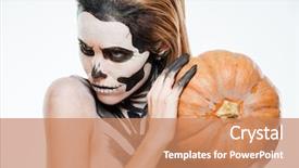  Presentation with makeup - PPT theme having gothic rose - portrait of girl with fearful background and a coral colored foreground