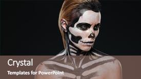  Presentation with makeup brushes and make up - Colorful theme enhanced with gothic rose - portrait of woman with intimidating backdrop and a violet colored foreground