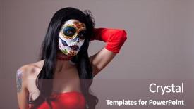  Presentation with sugar skull - Beautiful PPT theme featuring gothic rose - sugar skull girl in red backdrop and a violet colored foreground
