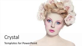  Presentation with blue eyes technology eye scan - Amazing presentation design having gothic rose - young beautiful blue-eyed girl backdrop and a white colored foreground