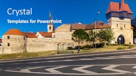  Presentation with gothic - PPT layouts having gothic-zatec-gate-and-medieval background and a teal colored foreground