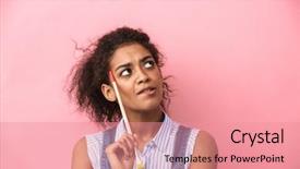  Presentation with paint brush - Slide deck having paint brush over pink background and a coral colored foreground