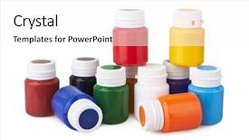  Presentation with color - PPT layouts consisting of gouache jars and color acrylic background and a white colored foreground