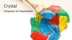  Presentation with paint brush - Beautiful slide set featuring gouache paint and brush isolated backdrop and a lemonade colored foreground