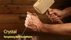 Presentation with chisel - Presentation having gouge wood chisel carpenter tool background and a tawny brown colored foreground