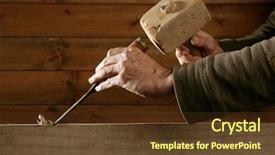  Presentation with chisel - Presentation having gouge wood chisel carpenter tool background and a tawny brown colored foreground