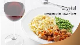  Presentation with wine green - Slides consisting of goulash-with-pasta-green-peas background and a sky blue colored foreground