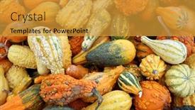  Presentation with colorful - Presentation theme featuring gourds-a-collection-of-colorful background and a gold colored foreground