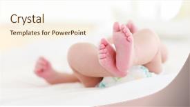  Presentation with newborn - Slides having gourgeus newborn baby lying in bed background and a cream colored foreground