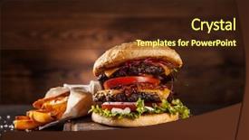  Presentation with hamburger - Audience pleasing slide set consisting of gourmet - home made hamburger with lettuce backdrop and a wine colored foreground