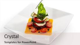  Presentation with mozzarella cheese - Colorful theme enhanced with gourmet - insalata caprese - italian salad backdrop and a soft green colored foreground