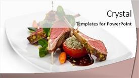  Presentation with lion lamb - Theme with gourmet - roasted lamb chops with pistachio background and a white colored foreground