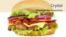  Presentation with hamburger - Slide deck having gourmet burger - delicious hamburger on white background background and a yellow colored foreground